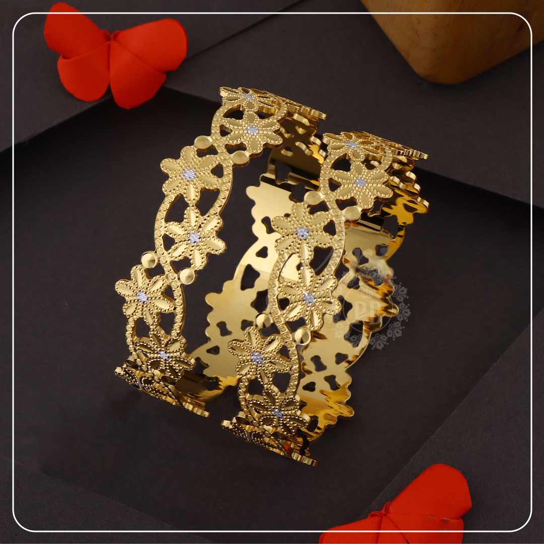 Floral Gold Plated Cuff Bracelet
