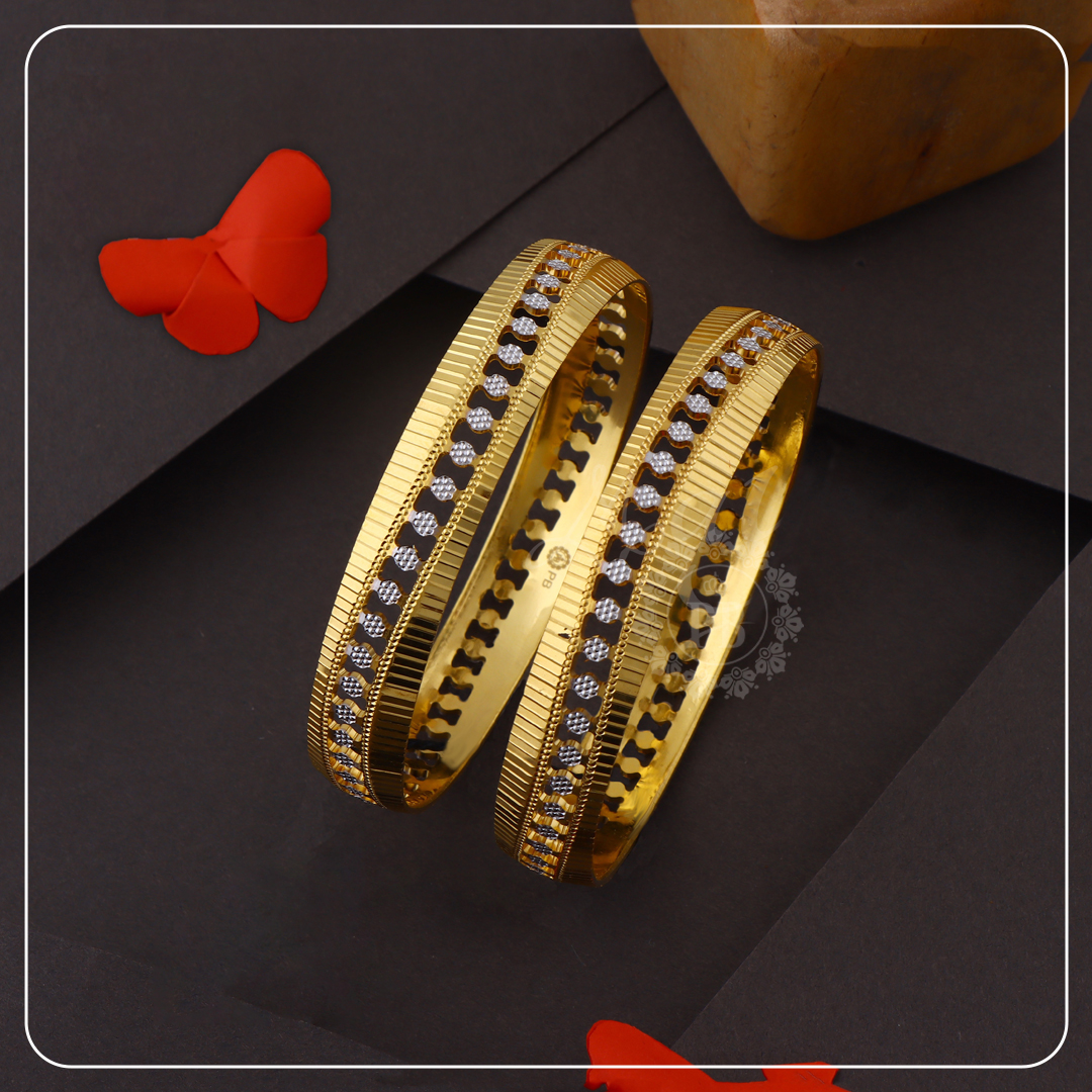 Royal Radiance Gold Bangles with Black Accents