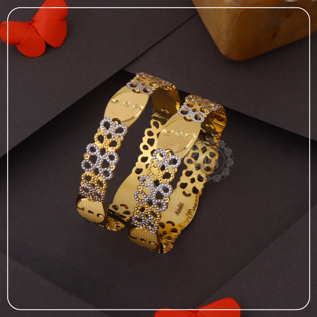 Floral Grace Designer Gold Bangles