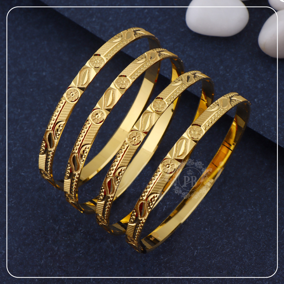 Classic Floral Carved Gold Bangles