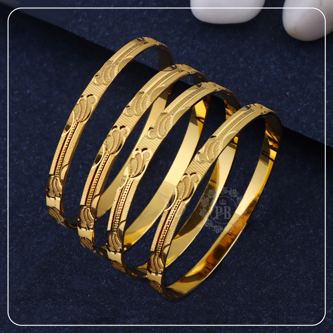 Textured Crescent Design Gold-Plated Bangles