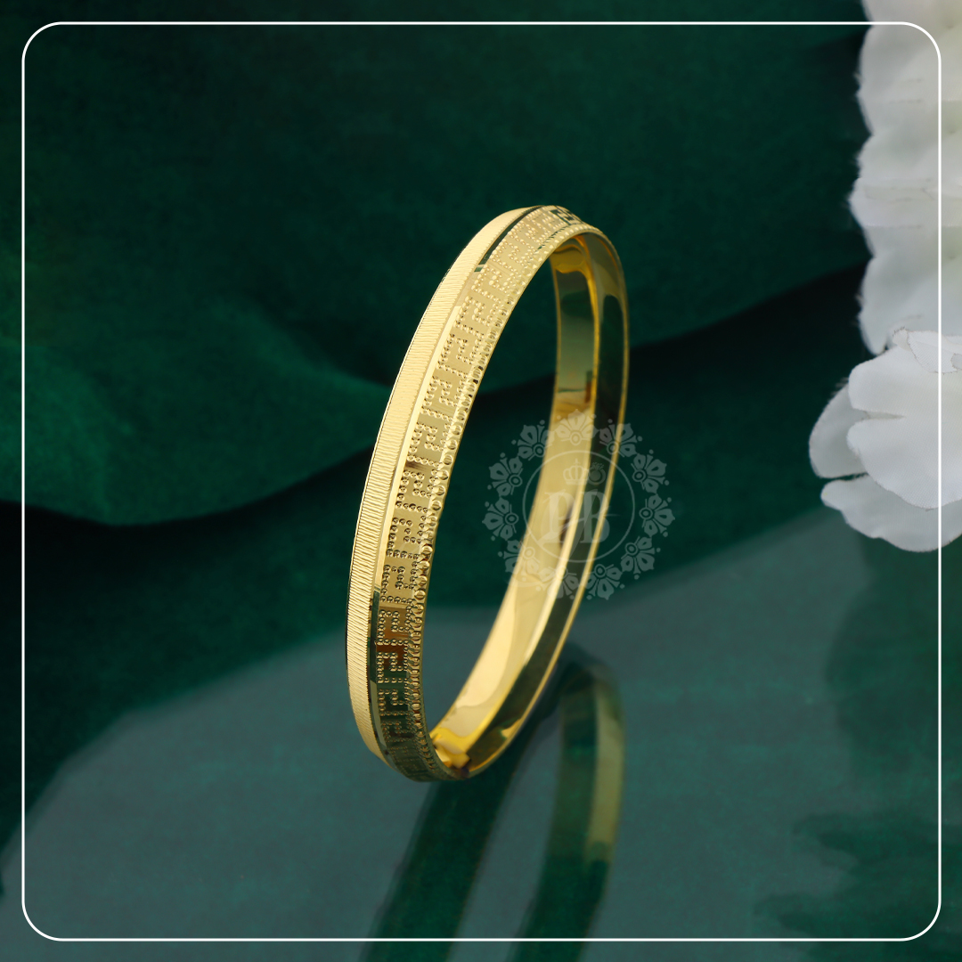 Minimalist Gold Cuff with Embossed Pattern