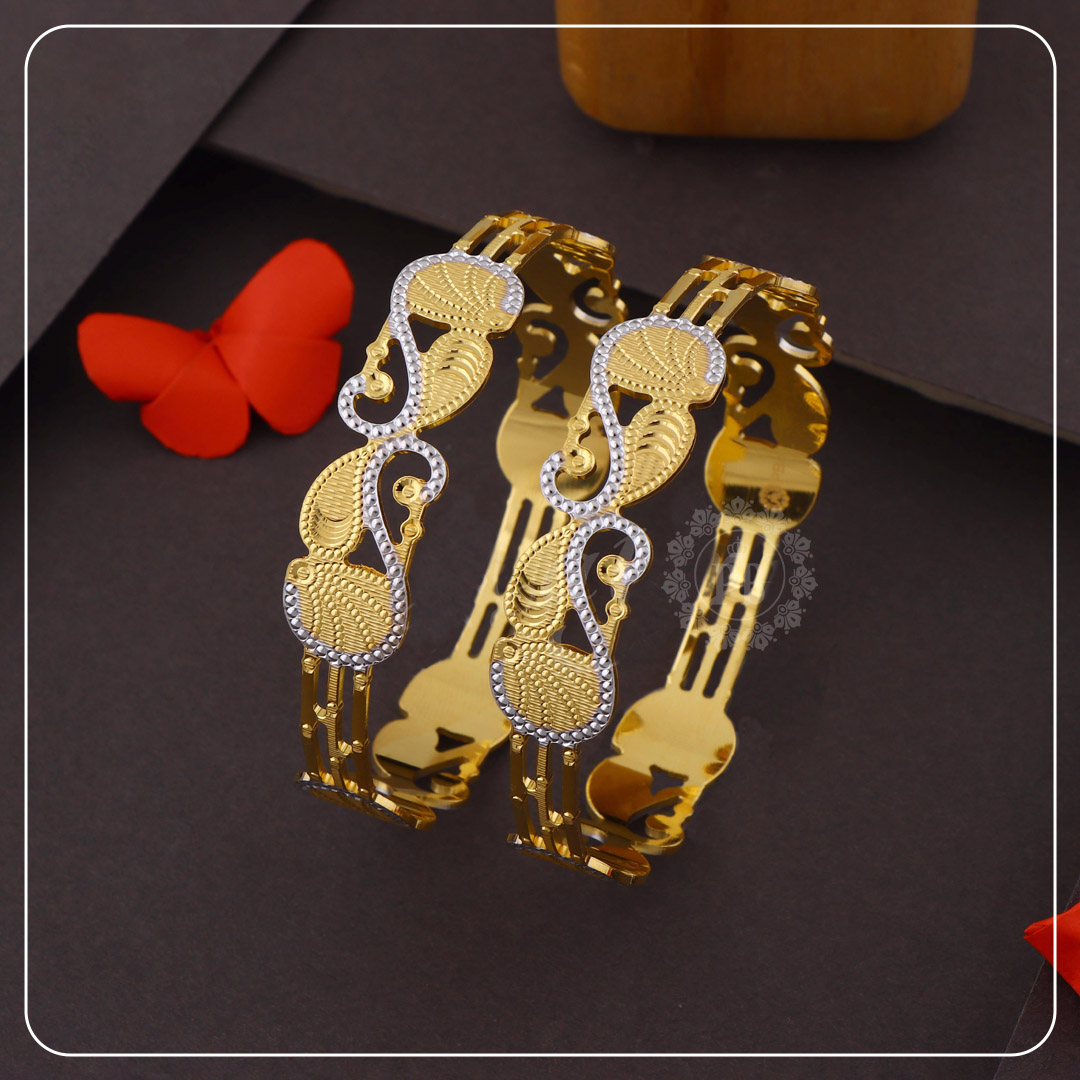 Elegant Gold Plated Peacock Design Cuffs