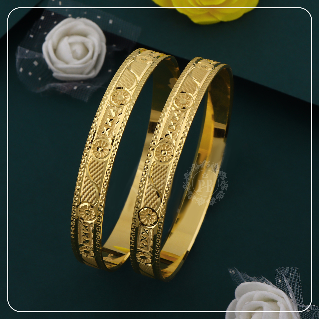 Floral Charm Gold Bangles